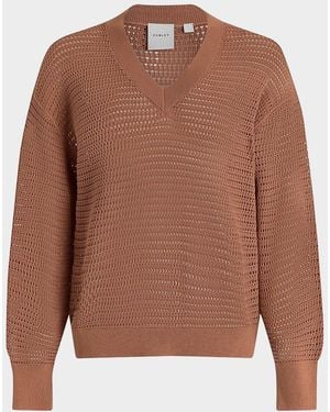 Varley Gaia Open-Knit Cotton Sweater - Brown