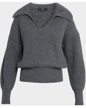 JOSEPH Blouson Rib-Knit Sweater - Gray