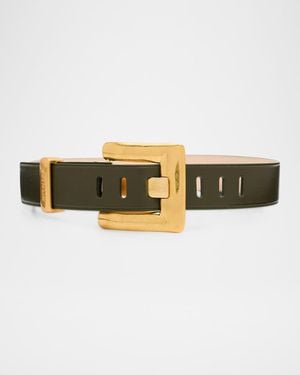 Balmain Anthem Calfskin Leather Belt - Natural