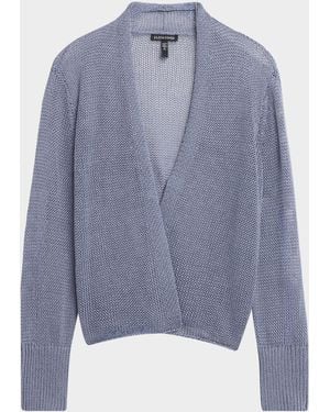 Eileen Fisher Linen-Cotton Knit Cardigan - Blue