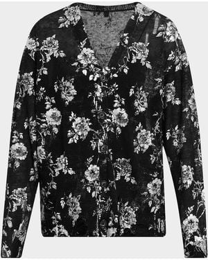 R13 Printed Boyfriend Cardigan - Black