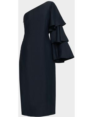 Rosie Assoulin Bidi Bidi Bom Bom Tiered-Sleeve Cocktail Dress - Blue