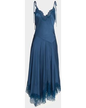 A.L.C. Aleena Satin Lace Maxi Dress - Blue