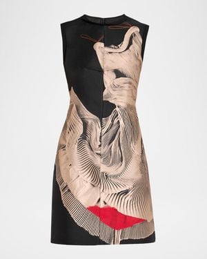 Jason Wu Dancing Pleat Jacquard Sleeveless Mini Dress - Black