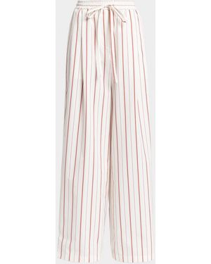 Dolce & Gabbana Striped Cotton Wide-Leg Pull-On Pajama Pants - White
