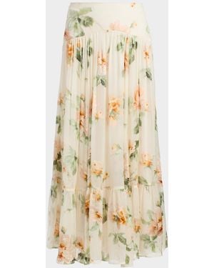 Zimmermann Carousel Burnout Floral Maxi Skirt - Metallic