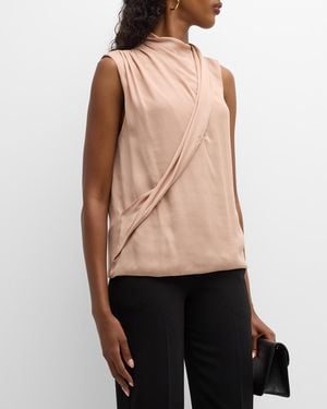 Giorgio Armani Silk Cross-Front Blouse - Black
