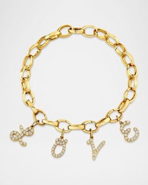 Sydney Evan 14K Diamond Love Initial Charm Bracelet - Metallic