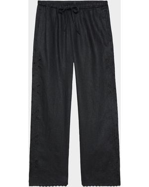 Rails Mirina Embroidered Linen Pants - Blue