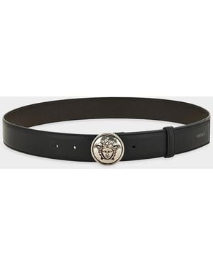 Versace Medusa Leather Belt - Black