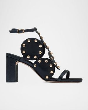 Bernardo 75Mm New Moon Studded Leather Sandals - Black