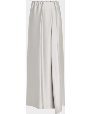 Giorgio Armani Double Silk Satin Maxi Wrap Skirt - White