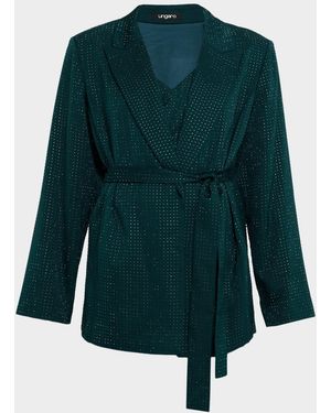 Emanuel Ungaro Rhinestone Wrap-Front Jacket - Blue