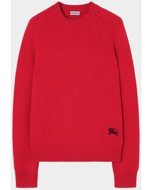 Burberry Constance Cashmere Crewneck Sweater - Red