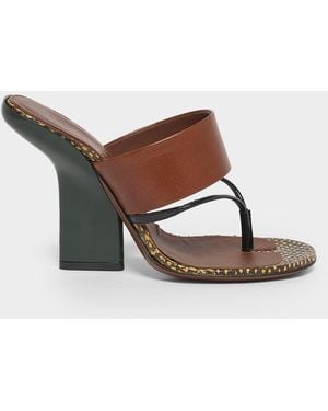 Dries Van Noten 90Mm Mixed Leather Curved-Heel Thong Sandals - Brown