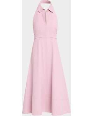 Veronica Beard Mackey Seersucker Halter Midi Dress - Pink