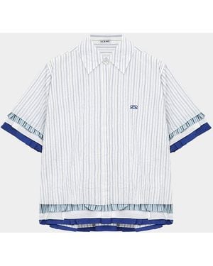 Loewe Short-Sleeve Layered Button-Down Shirt - Blue