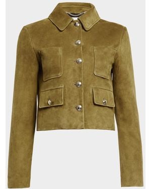 Altuzarra Astley Single-Breasted Suede Jacket - Green