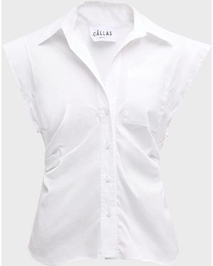 Callas Milano Brando Ruched Button-Front Shirt - White