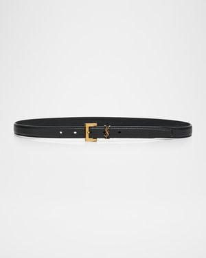 Saint Laurent Ysl Grain Leather Skinny Belt - Multicolor