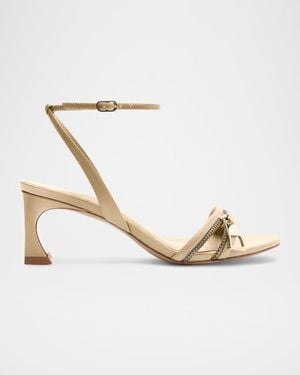 Alexandre Birman Zoe Leather Zipper Ankle-Strap Sandals - Metallic