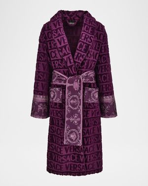 Versace I Heart Logo Terry Bathrobe - Purple