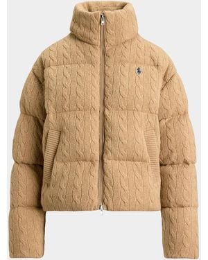 Polo Ralph Lauren Cable-Knit Wool-Cashmere Puffer Jacket - Natural