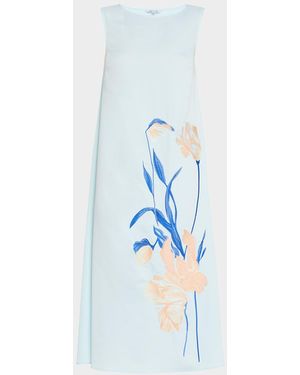 Misook Modern-Fit Sleeveless Embroidered Midi Dress - Blue