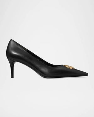 Tory Burch 65Mm Charlie Double T Leather Pumps - Black