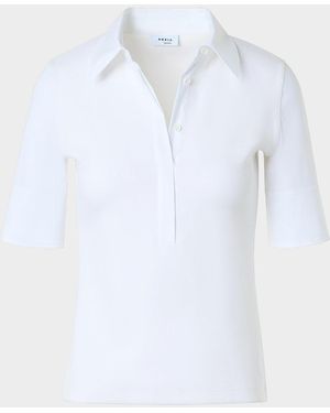 Akris Punto Mixed-Media Short-Sleeve Polo Shirt - White