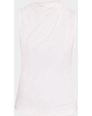 Vince Sleeveless Draped Pima Cotton Top - White