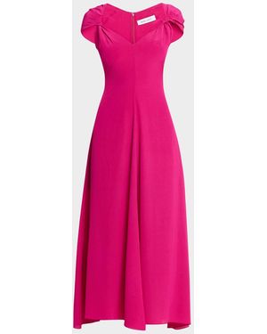 Prabal Gurung Twisted Cap-Sleeve A-Line Midi Dress - Pink