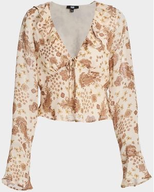 PAIGE Delamar Paisley Silk Blouse - Natural