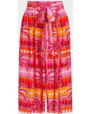 Johnny Was Tropical Crop Palazzo Pants - Red
