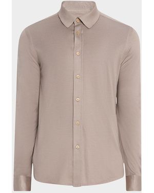Brioni Silk Pique Sport Shirt - Brown