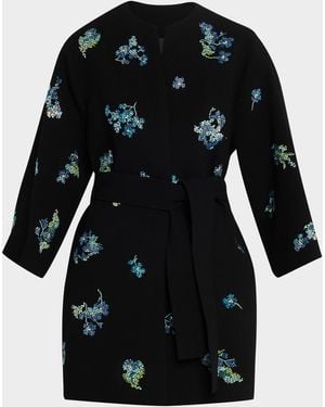 Libertine Bluebell Lane Embellished Cashmere Belted Open Coat - Black