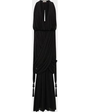 Et Ochs Arabella Plunging Draped Column Gown - Black