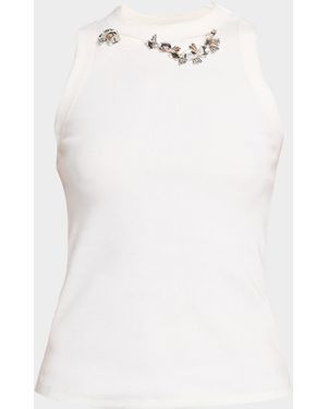 Area Distressed Crystal Tank Top - White