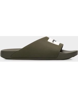 Givenchy Apos;S Label Slide Flat Rubber Sandals - Green