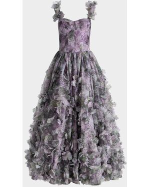Alice + Olivia Calissa Floral Ball Gown - White