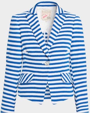 Maison Common Striped Textured Jersey Single-Breasted Jacket - Blue