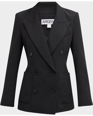 Argent Chelsea Double-breasted Stretch Crepe Blazer - Black