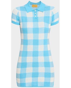 Guest In Residence Gingham Polo Dress - Blue