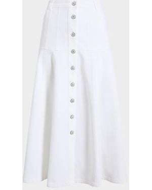 Cinq À Sept Veena Button-Front Midi Skirt - White