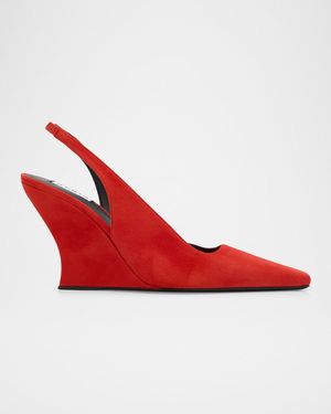 Alaïa 90Mm Suede Slingback Pumps - Red