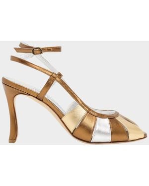 Manolo Blahnik 90Mm Coludadhi Metallic Leather Sandals