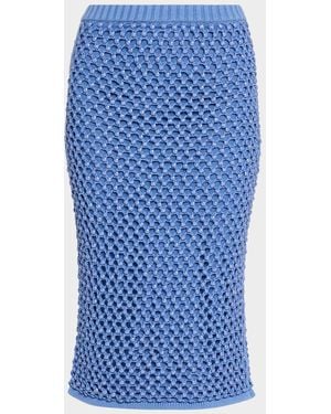 DIOTIMA Spice Crystal Striped Crochet Knit Midi Skirt - Blue
