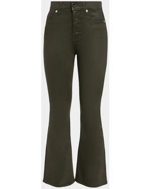 Veronica Beard Carson Coated Flare Pants - Green