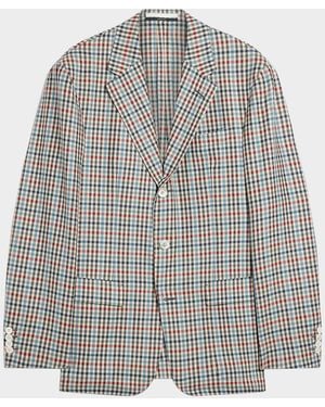 dunhill Apos;S Wool And Cashmere Check Single-Breasted Blazer - Gray