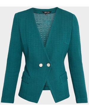 Misook Tailored Double-Breasted Knit Jacket - Green